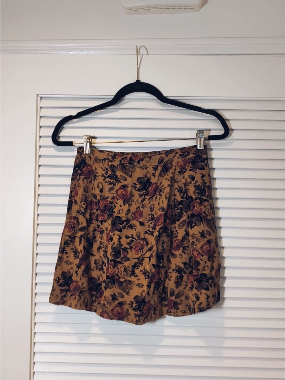[Like New] Floral A-Line Mini Skirt in Mustard